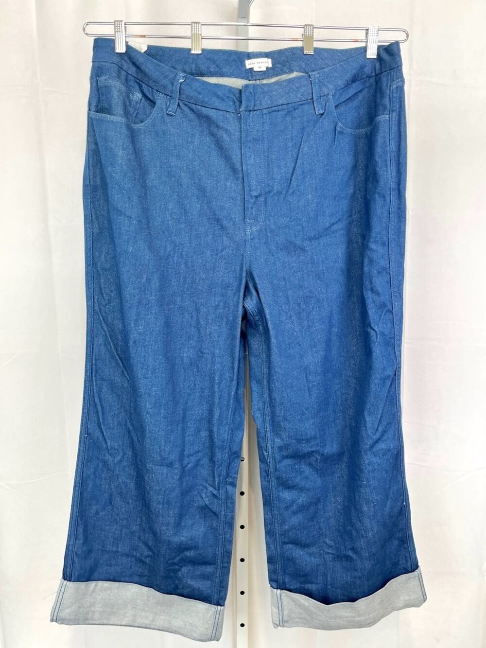 NWT GOOD AMERICAN Cuffed Ankle Trouser Jeans High Rise Wide Leg Blue Sz 22 Plus